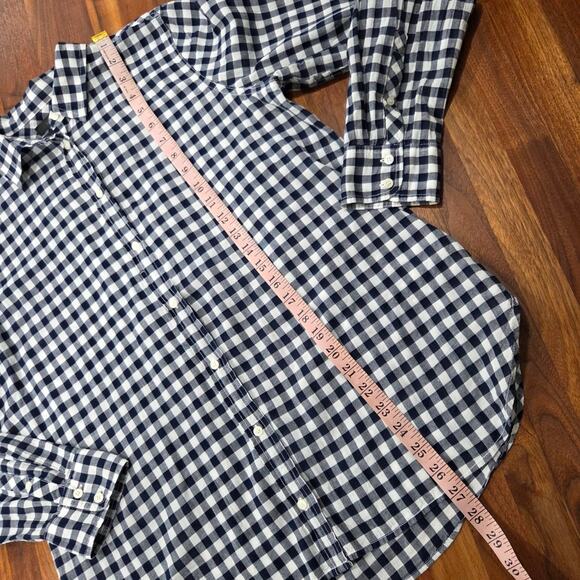 J. Crew Classic Button Front Boy Fit Shirt Gingham Print Shirt C6086 Size 12 - Picture 7 of 8